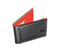 Amosfun Portafoglio Nero Uomo in Vera Pelle Ultrapiatto e Clip per Banconote Protezione Rfid, Tasca per Monete, Porta Carte per Lavoro e Uso Quotidiano