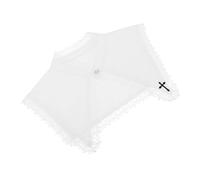 Amosfun Sciarpa Bianca da Chiesa in Cotone Stile Elegante con Ricamo Croce per Donne Adulte Compatibile con Abiti Liturgici e Riunioni di Preghiera