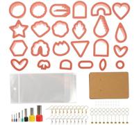 Amosfun Set 142 Pezzi Taglierine per Argilla Polimerica in Plastica Rustica, Strumenti Fai da Te per Creazione Orecchini in Pasta Polimerica, Formine Leggere e Compatte per Ceramica
