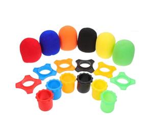 Amosfun Set 18 Pezzi Accessori Microfono Portatile, Copertura in Spugna Antivento Colorata, Anelli in Silicone Anti-rollio e Manicotti Inferiori Compatibili per Protezione da Vento