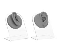 Amosfun Set 2 Orecchie Finte in Silicone Flessibile Grigio, Modelli Anatomici per Pratica Piercing e Esposizione Gioielli, Orecchio Sinistro e Destro per Formazione Professionale
