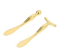 Amosfun Set 2 Pezzi Bastoncini Applicatori per Cura Occhi in Lega di Zinco Oro, Forma a T e Cucchiaio, Promuove Assorbimento Crema e Metabolismo per Trattamento Contorno Occhi