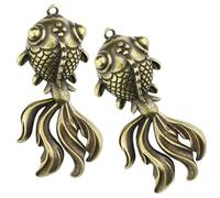 Amosfun Set 2 Pezzi Ciondoli Portachiavi a Forma di Pesce Dorato in Ottone, Artigianato Fine, Facile da Appendere, Stile Retrò Unico per Decorazioni DIY