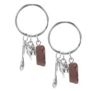 Amosfun Set 2 Portachiavi Tazza da Caffè Mini in Lega con Chicchi di Caffè Accessorio per Borse e Chiavi Portachiavi Souvenir Regalo Personalizzato e Resistente