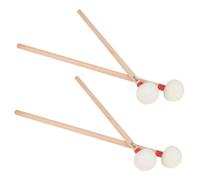 Amosfun Set 4 Bacchette per Timpani Testa in Feltro Bianco e Manico in Legno, Bacchette per Percussioni Professionali per Banda e Uso in Studio