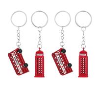 Amosfun Set 4 Portachiavi in Lega Di Zinco Con Elementi Britannici Retrò Cabina Telefonica E Autobus Rosso Portachiavi Appesi Per Borsa E Auto Accessorio Vintage Creativo E Compatto