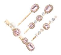 Amosfun Set 5 Pezzi Fermagli per Chioma da Donna Strass Rosa, Clip Metallo per Chioma Lunghi, Accessori Decorativi per Feste e Matrimoni