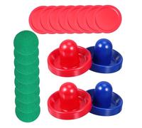 Amosfun Set Accessori Air Hockey per Tavolo da Gioco, Spingitori in Plastica 96mm Base in Feltro e Dischi Rossi 64mm, Parti di Ricambio per Sala Giochi e Divertimento Familiare