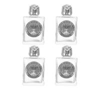 Amosfun Set di 4 Bottiglie Incise in Vetro e Lega Argento, Design Portatile e Funzionalità Multipla per Spazi e Ufficio, Aspetto Raffinato e Minimalista