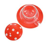 Amosfun Set di Tazze da Tè in Vetro Infusore Tazze Piccole e Leggere per Tè e Latte per Casa Ufficio Filtro Pratico Integrato Design a Fungo Rosso