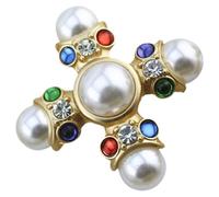 Amosfun Spilla a Croce Barocca Perle per Donna, Fermaglio Elegante per Abito da Festa, Gioielli Leggeri e Resistenti per Cocktail Party e Regalo Personalizzato