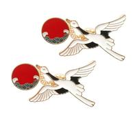 Amosfun Spilla a Forma di Gru 2 Pezzi in Stile Cinese, Spilla da Bavero Decorativa per Abiti e Accessori, Ornamento Multiuso per Feste e Cerimonie, Accessorio Elegante per Donna