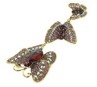 Amosfun Spilla da Bavero Farfalla Vintage in Lega Porpora Tre Cristalli, Accessorio Versatile per Abbigliamento, Zaini e Sciarpe Elegante e Sofisticato