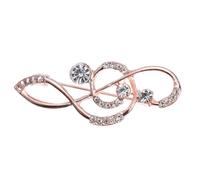 Amosfun, spilla da donna con note musicali, con strass, regolabile, per vestiti e sciarpe, colore oro rosa