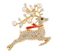 Amosfun Spilla Natalizia Donna in Lega con Cristalli Oro, Accessorio Elegante per Festival e Premi di Giochi, Design Lucente e Finitura Raffinata