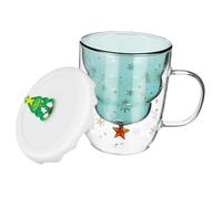Amosfun Tazza Natalizia Parete con Bicchiere Isolante in Vetro con Antiscottatura per Bevande Calde Regalo e Festivo per