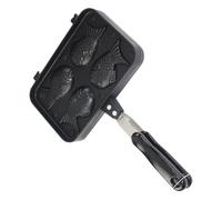 Amosfun Teglia per Pancake a Forma di Pesce Antiaderente con Manico Lungo Stampo Doppio per Waffle e Dolci Giapponesi Taiyaki Teglia da Forno per Dessert Fatti in Casa e Regali Cucina