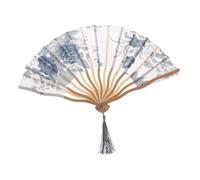Amosfun Ventaglio Pieghevole in Seta Ventilatore Fan per Il Tea Party ventagli Pieghevoli di Kung Fu ventaglio Giapponese ventagli per Souvenir Cinesi Panno di Seta Grigio