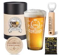 Amosking Regalo per il 31° compleanno per uomini e donne, bicchiere da birra vintage 1994, sottobicchiere in legno, scatola di birra vintage, apribottiglie in legno, poster 1994 biglietto di