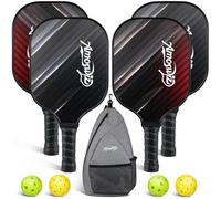 Amoswiz Set di 4 racchette da pickleball con zaino, in fibra di vetro