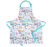 AMOUR INFINI Grembiule floreale gioioso, 60 x 80 cm, 100% cotone naturale, grembiule da donna per cucinare, cuocere, giardinaggio, cinghia regolabile sul collo e cravatte in vita