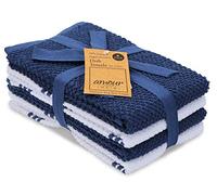 AMOUR INFINI Strofinacci da Cucina in Cotone di Alta qualità, assorbenti, ad Asciugatura Rapida, Biancheria da Cucina, 40,6 x 71,1 cm, Strofinacci con Occhiello per appenderlo (Blu)