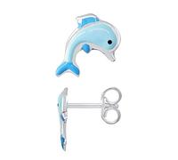 Amours, Bisous & Câlins - Orecchini a forma di delfino blu - Argento 925-100% anallergico - per bambini da 2 a 8 anni - Gioielli per bambini