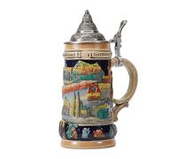 Amoy-Art Boccale di Birra Tedeschi Germania Città Vichingo Beer Stein Mug con Coperchio per Compleanno Regalo Uomini Padre Marito 0.6 Liter