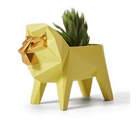 Amoy-Art Vaso di Fiori Leone Regali Statuetta Fiori Scultura Figurina Animale Statua Moderna Decorazione Arte Casa Ornamento Resina Soprammobili 15cm