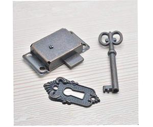AMOYER 1pc Antique Cabinet Door Lock Set Tasto Antico Quartetto Classico Blocco Decorativi Mobili Cucina Box cassetto di Blocco