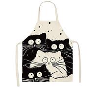 AMOYER Accessori per La Cucina Grembiule Cotone Lino Grembiuli Bello del Gatto Stampato Senza Maniche Uomini Donne Grembiule Cucina 1pc di Stile a Caso
