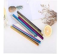 AMOYER Riutilizzabile Cannucce & Smoothie Cannucce Rainbow Colors Angolato Punte in Acciaio Inox Cannucce per Bubble Tea Milkshakes