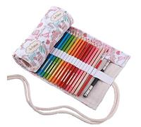 Amoyie Rotolo Sacchetto della Matita per 48 matite Colorate Tela Astucci Organizer Borsa per Studenti d'arte Paris