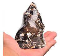 AMOYSTONE Torri di pietra a forma di fiamma, opale nero, grande, quarzo curativo, decorazione per la casa, 0,3-0,5 kg