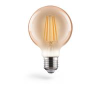 Amp. fila. LED, E27, 650lm 8W, globo 80 vintage, intenso. regolazione, blc chd