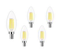 Ampadina LED E14 a forma di candela, Lampadine a vite Edison, 6W equivale a 60W, Bianco freddo 6000K C35 Lampadine in vetro a candela, 600lm, Confezione da 5 pezzi i efficienza energetica F]