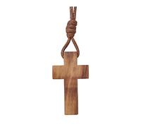 Ampals,Collana marrone a forma di croce in legno d'ulivo,fatta a Gerusalemme,scatola Kraft Cordone Juta, battesimo, Comunione, protezione, regalo Natale cristiano, compleanno, filo cotone cerat