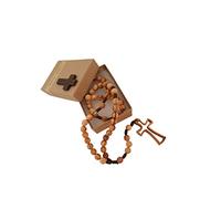 Ampals, rosario in legno d'ulivo fatto a mano a Gerusalemme, rosario in scatola di carta Kraft con crocifisso, regalo battesimo, comunione, feste cristiane, nascita, compleanno, protezione auto, casa