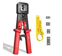 AMPCOM RJ45 Pass Through Crimping Tool Network Crimper per Pass Through e Regular Type RJ45 RJ12 RJ11 Connettore -CAT6/5e/5/3 (8P8C/6P6C/6P4C))