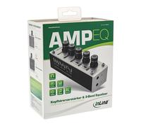 InLine AmpEQ Amplificatore Cuffie, Equalizzatore a 3 Bande, Jack da 3.5 mm, Alimentazione USB, Nero