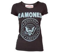 Ampercell - Ramones Logo, T-Shirt da Donna, Grigio (Charcoal), Taglia 6 (Taglia Produttore:X-Small)