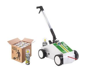 Ampere | Set carrello traccialinee | macchinetta traccialinee con 12 bombolette Traffic Paint | giallo | con accessori