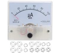 Amperometro Analogico CC 0-100µA, 63x58x56mm, Quadrante Bianco ABS Puntatore Rosso, per Quadri Distribuzione e Banchi Prova