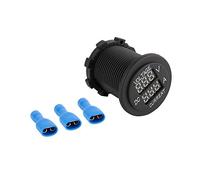 Amperometro voltmetro digitale a LED 12 a 24 V, tester di corrente digitale 2 in 1 e tester di tensione, pannello rotondo 0-15 A, display digitale a LED rosso, per auto, auto, moto, camion, barca,