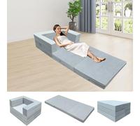 AmphaDeco Materasso Pieghevole 2 in 1 180x80 con Cuscino,Materasso da Campeggio Pieghevole,Trasformabile in Divano,Materasso da Esterno,Materasso per Ospiti Poltrona Pieghevole per Bambini