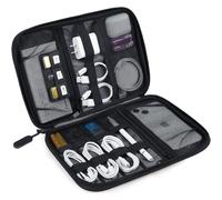 Ampia custodia organizer da viaggio per dispositivi elettronici, borsa porta cavi per telefono, power bank, scheda SD, cavi, nera