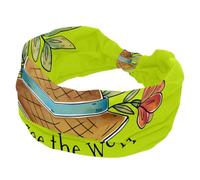 Ampia fascia elastica per capelli, da donna, con citazione gialla Let's See the World, turbante antiscivolo, per yoga, allenamento, morbida bandana per capelli