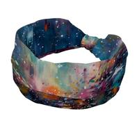 Ampia fascia elastica per capelli, Dreamy Starry Sky Nights, da donna, antiscivolo, turbante, per sudore, yoga, allenamento, morbida bandana per capelli
