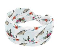 Ampia fascia per capelli ad acquerello con pesce spada floreale ancora da donna, fascia elastica antiscivolo, annodata attorcigliata, fascia per la testa per allenamento sportivo, accessori per