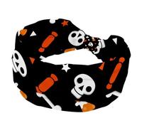 Ampia fascia per capelli per Halloween, con teschio e ossa, fascia elastica antiscivolo, annodata per sport, allenamento, accessori per capelli